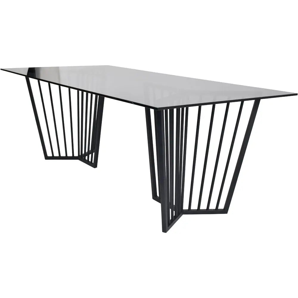 Arlington 200cm Black Frame and Tinted Glass Dining Table