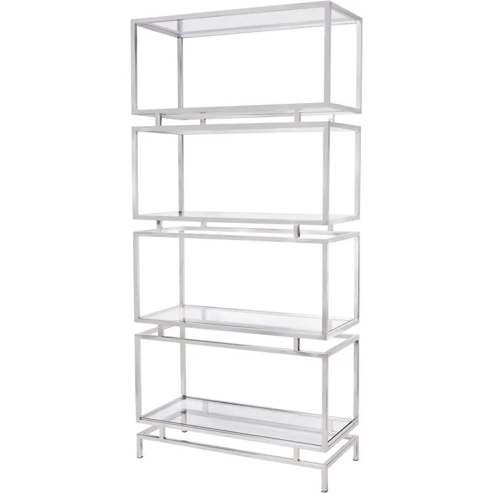 Arlington Stainless Steel Frame and Clear Glass Large Display Unit Display Cabinet