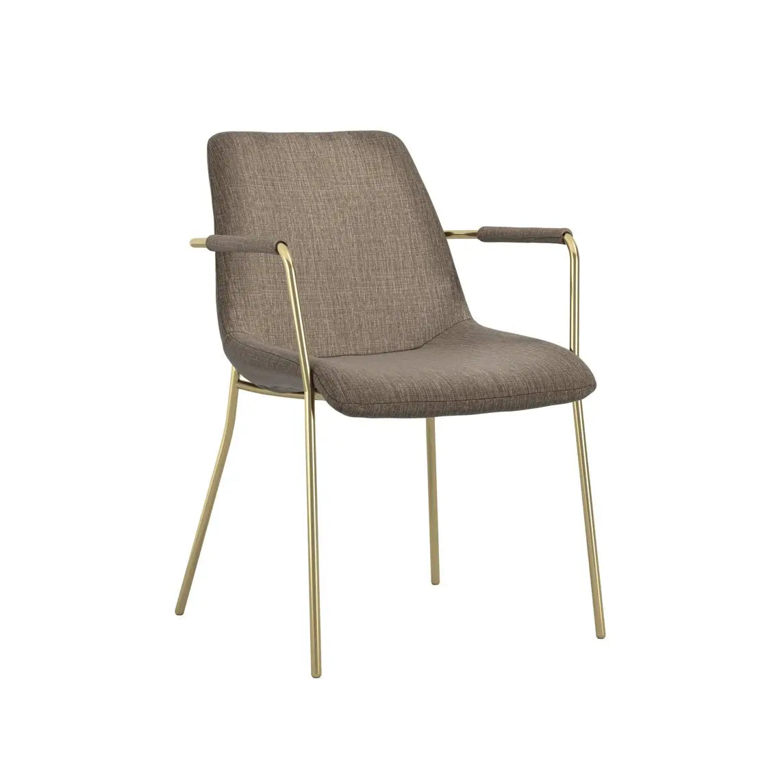 Ashford & Grey Elio Taupe and Gold Dining Chair with Arms Dining Chair