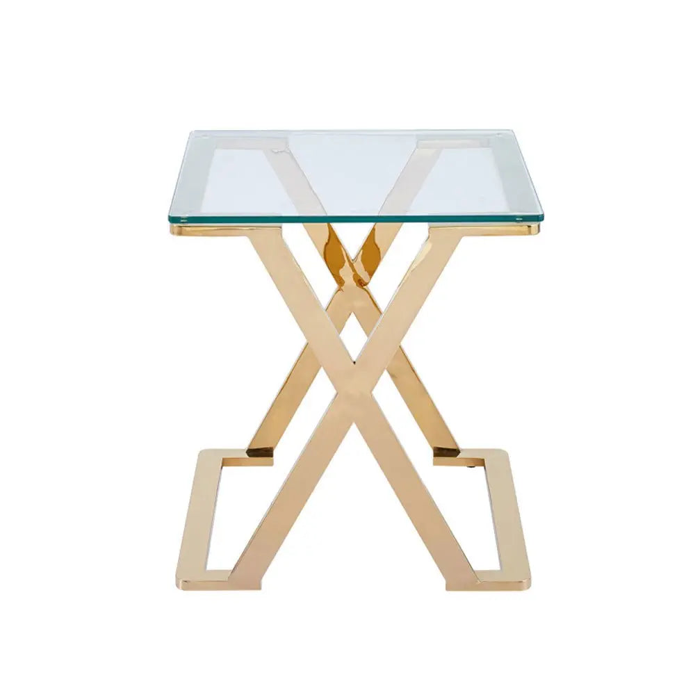 Axel Gold Metal with Clear Glass End Table