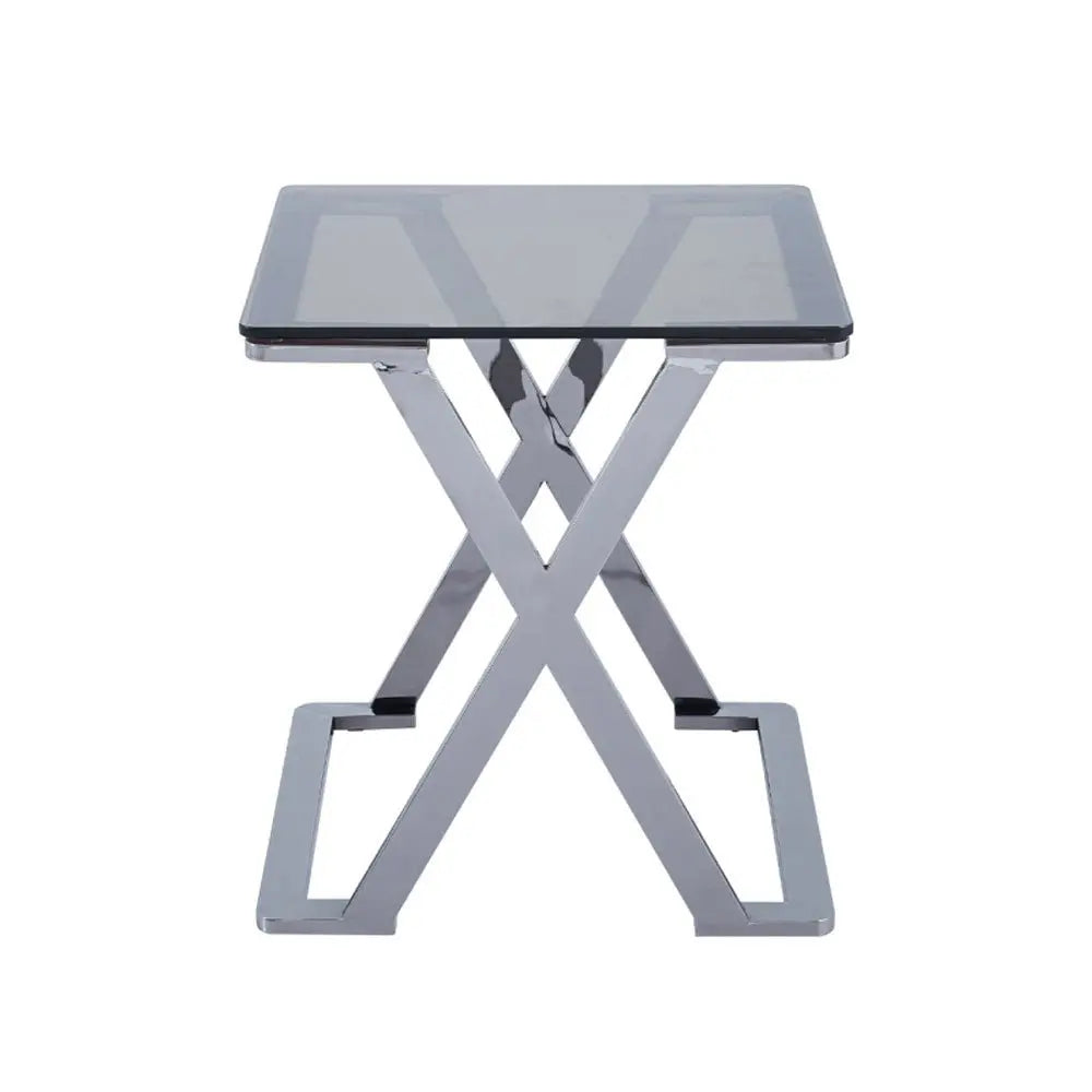 Axel Grey Gunmetal with Smoke Glass End Table