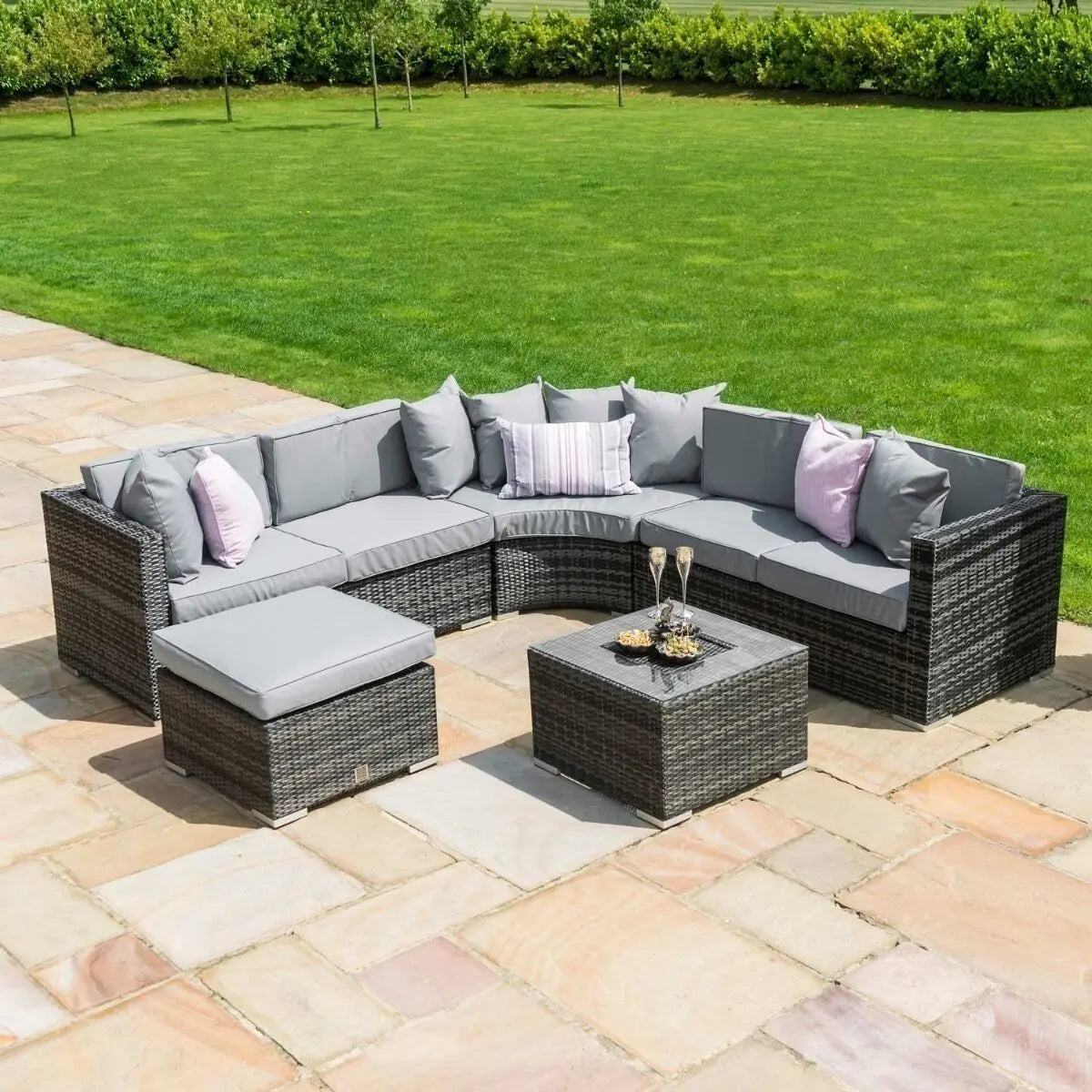 Barcelona Grey Corner Group Garden Furniture with Ice Bucket Outdoor Living