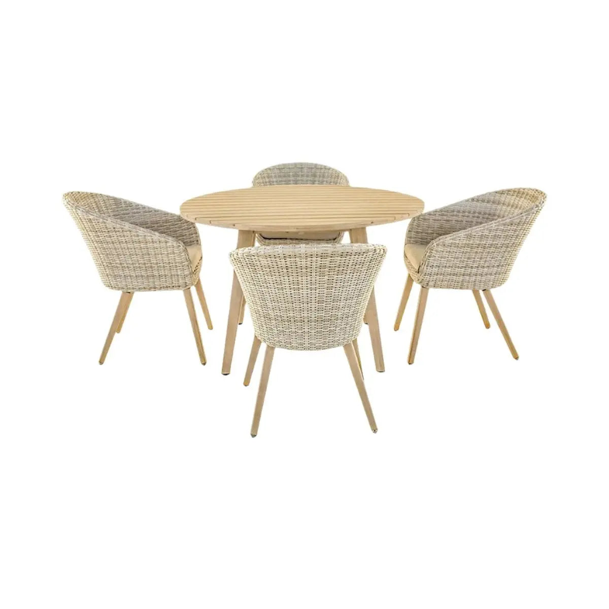 Cabon Outdoor 4 Seater Dining Set in Light Acacia Wood Outdoor Dining Sets