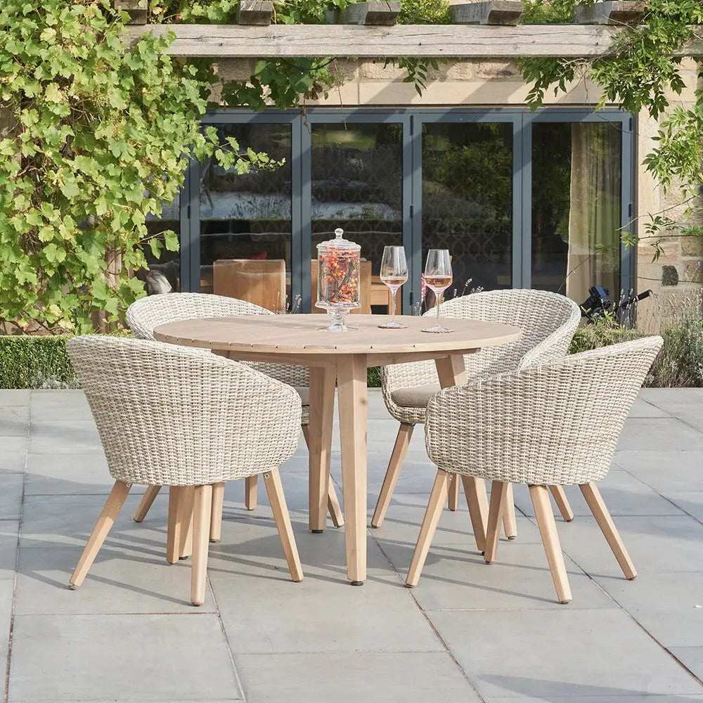 Cabon Outdoor 4 Seater Dining Set in Light Acacia Wood Outdoor Dining Sets