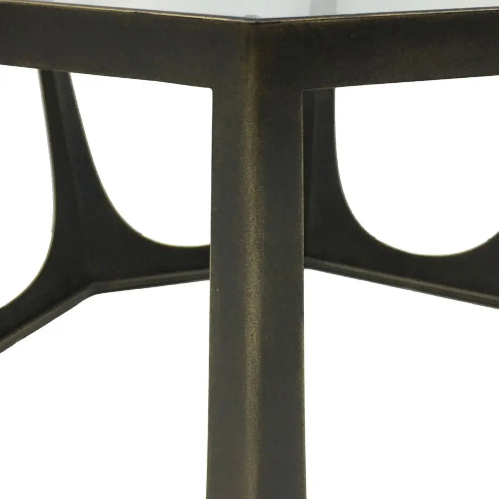 Cataldo Bronze Gilded Coffee Table with Glass Top Coffee Table