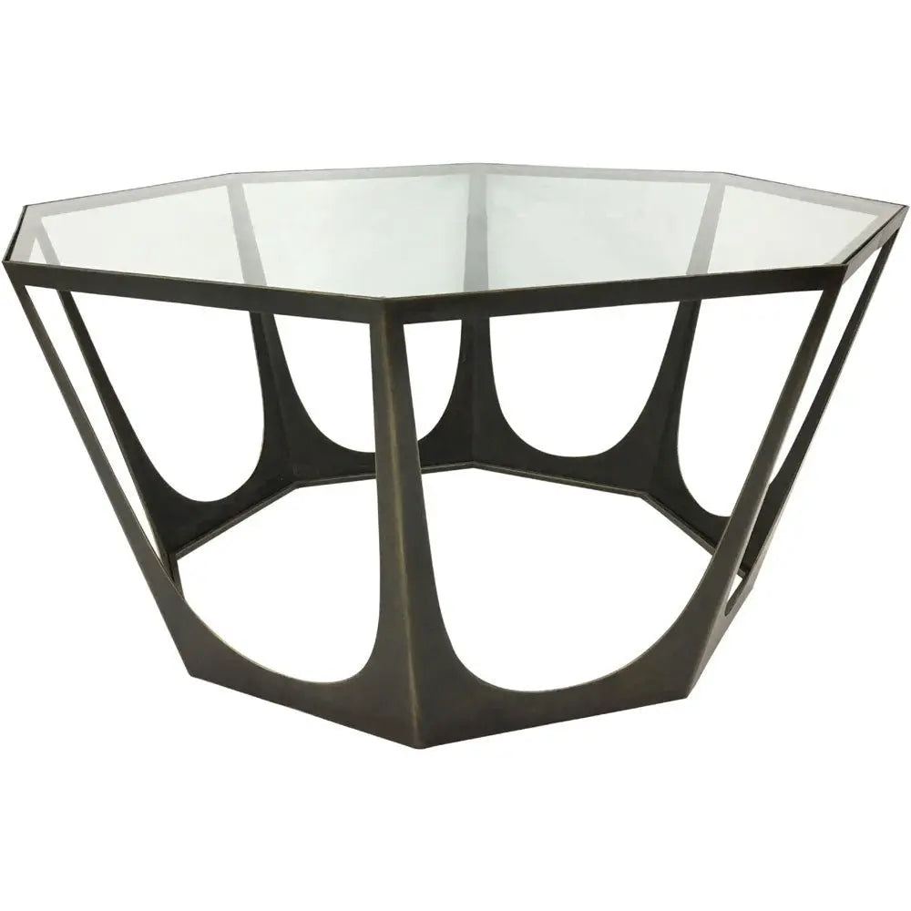 Cataldo Bronze Gilded Coffee Table with Glass Top Coffee Table