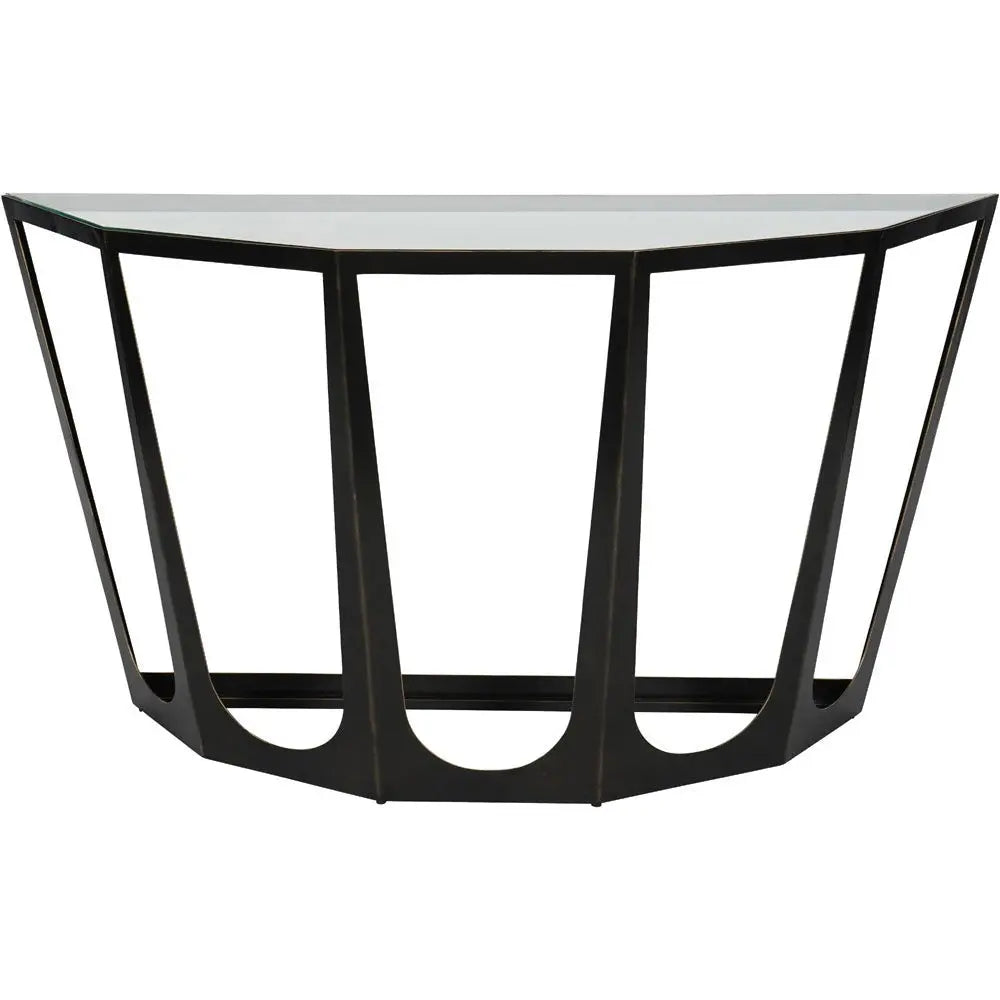 Cataldo Bronze Gilded Console Table with Glass Top Console Table