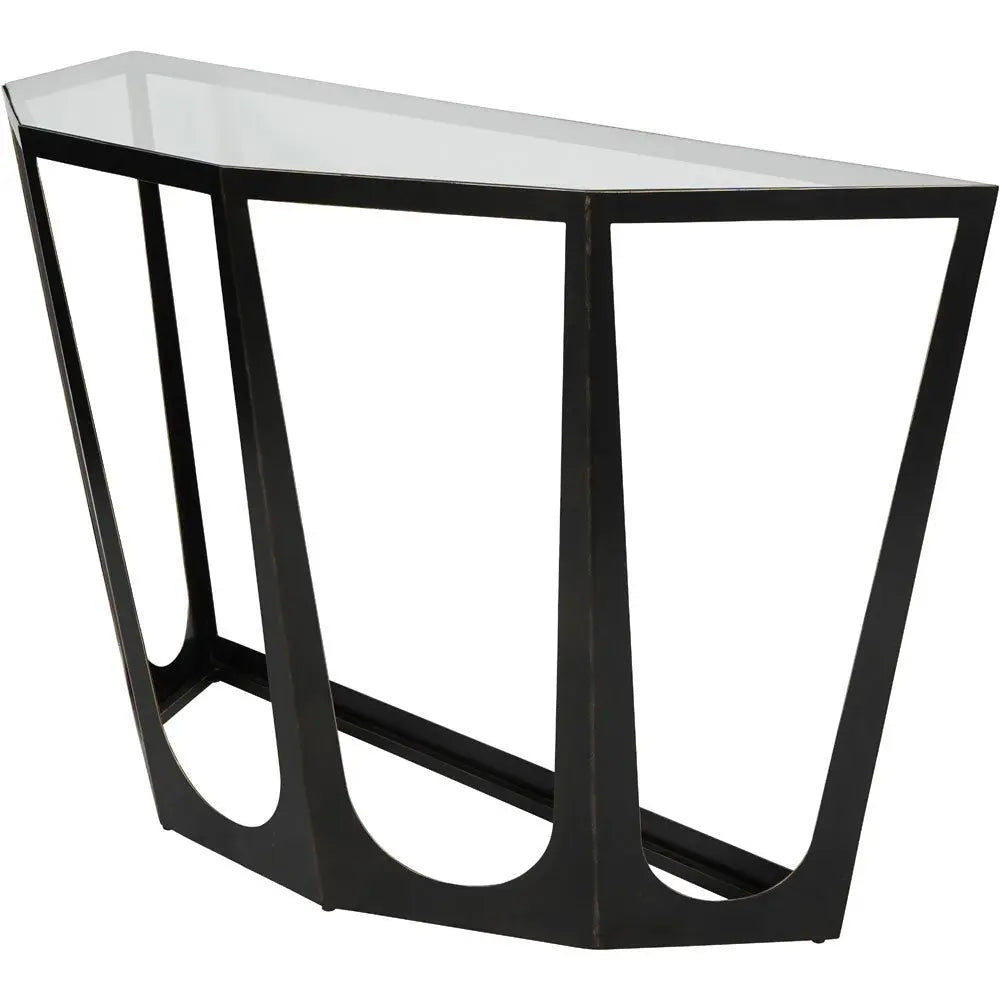 Cataldo Bronze Gilded Console Table with Glass Top Console Table