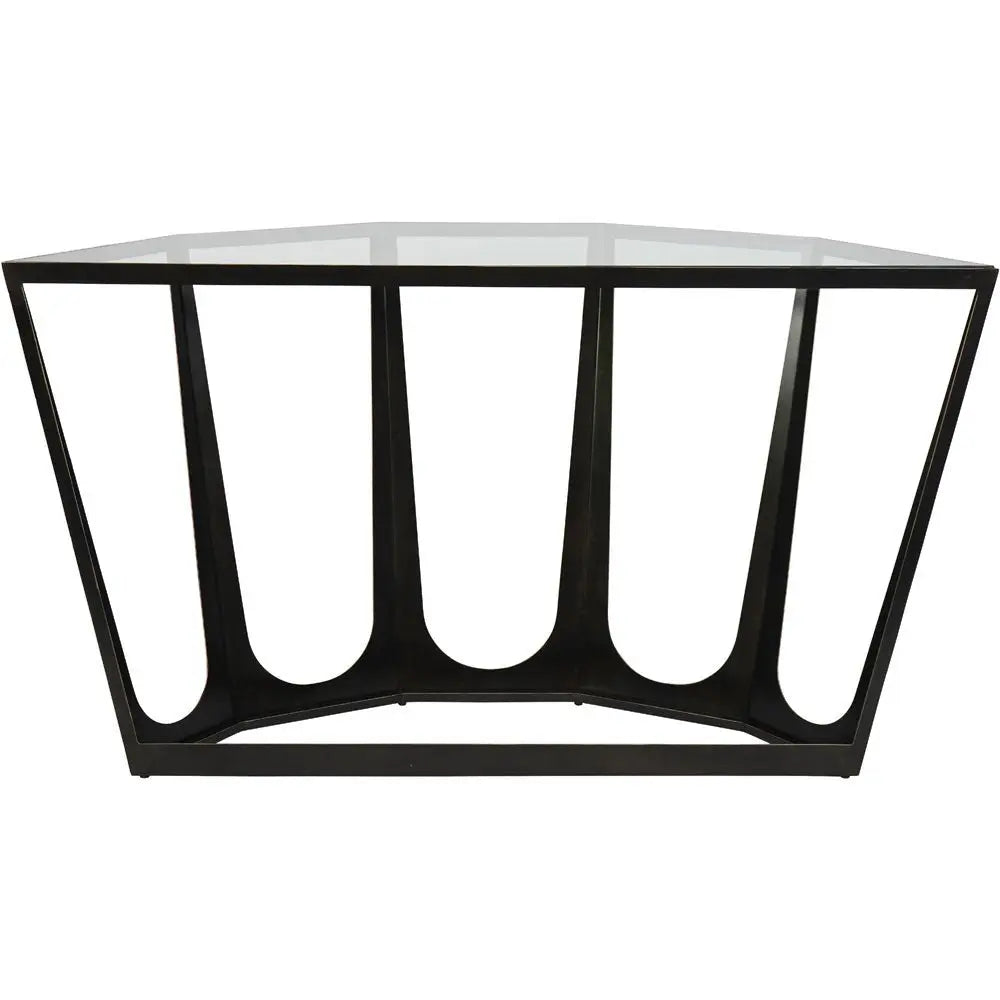 Cataldo Bronze Gilded Console Table with Glass Top Console Table