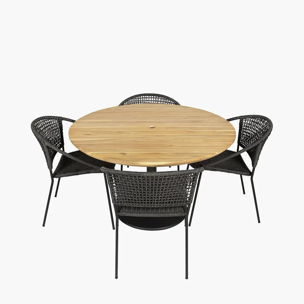 Dakota Outdoor 4 Seater Dining Set in Black - Pacific Lifestyle Outdoor Dining Sets