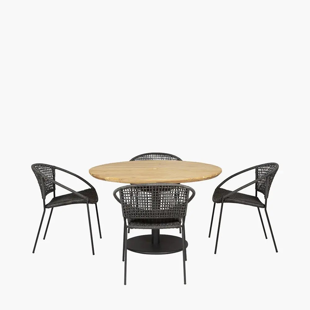Dakota Outdoor 4 Seater Dining Set in Black - Pacific Lifestyle Outdoor Dining Sets
