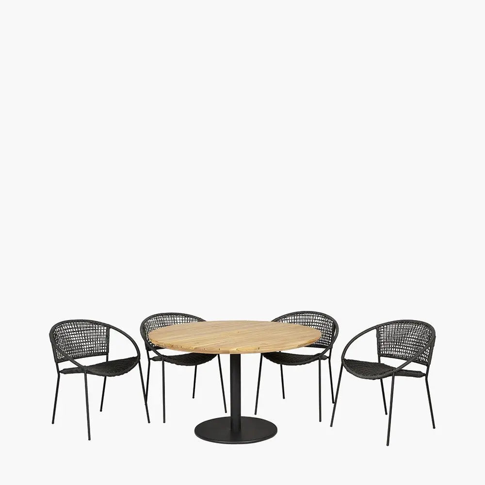 Dakota Outdoor 4 Seater Dining Set in Black - Pacific Lifestyle Outdoor Dining Sets