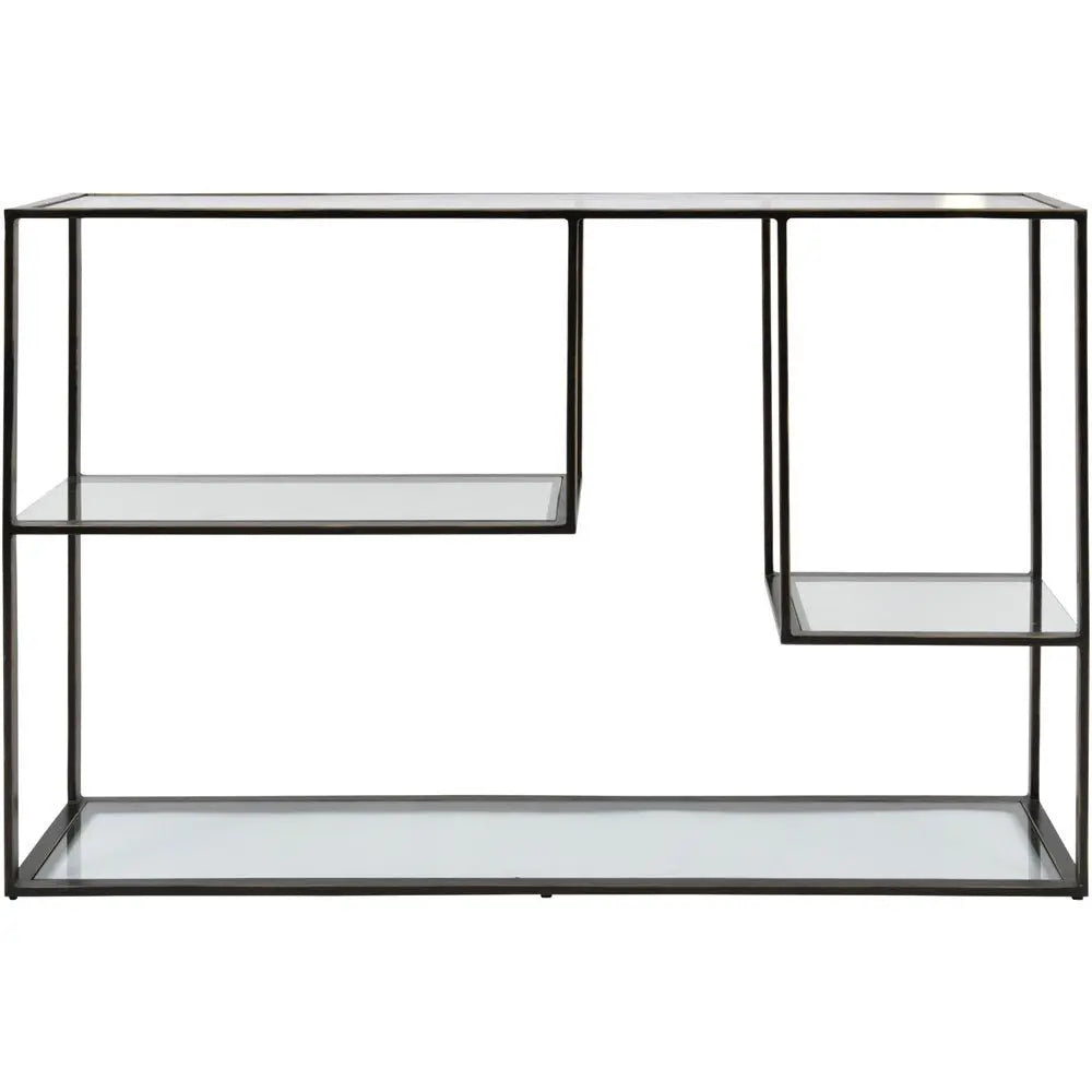 Devlin Gilded Bronze Metal and Glass Console Table Console Table