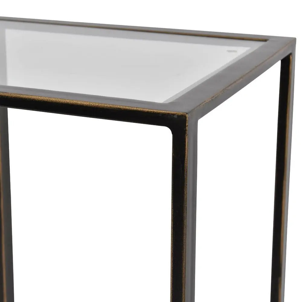 Devlin Gilded Bronze Metal and Glass Console Table Console Table