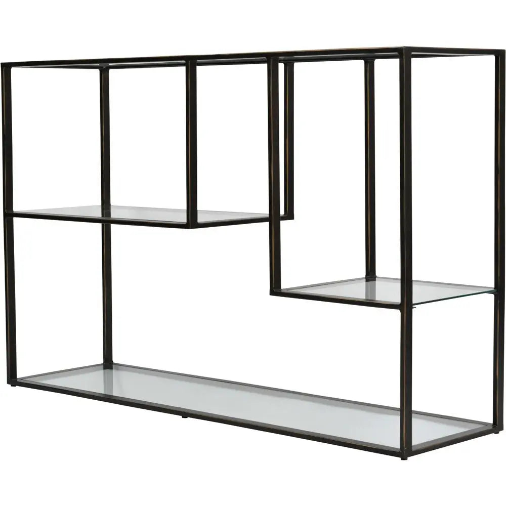 Devlin Gilded Bronze Metal and Glass Console Table Console Table