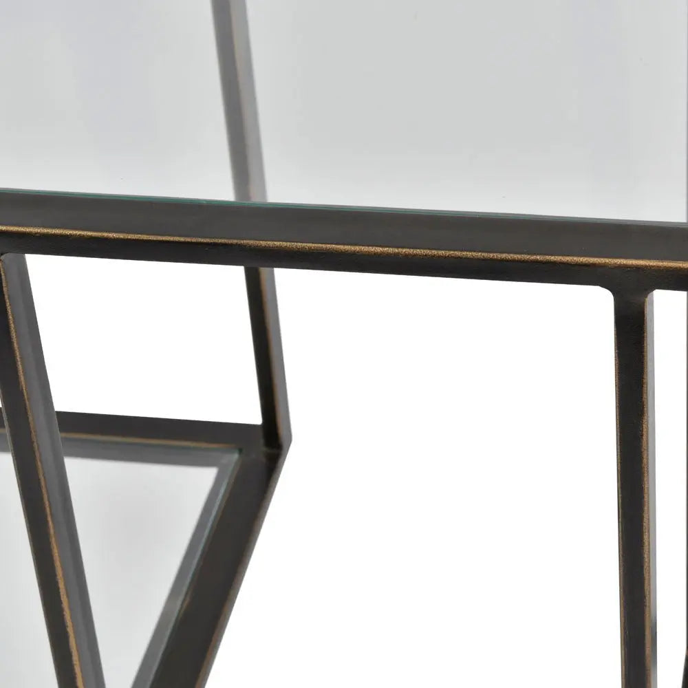 Devlin Gilded Bronze Metal and Glass Console Table Console Table