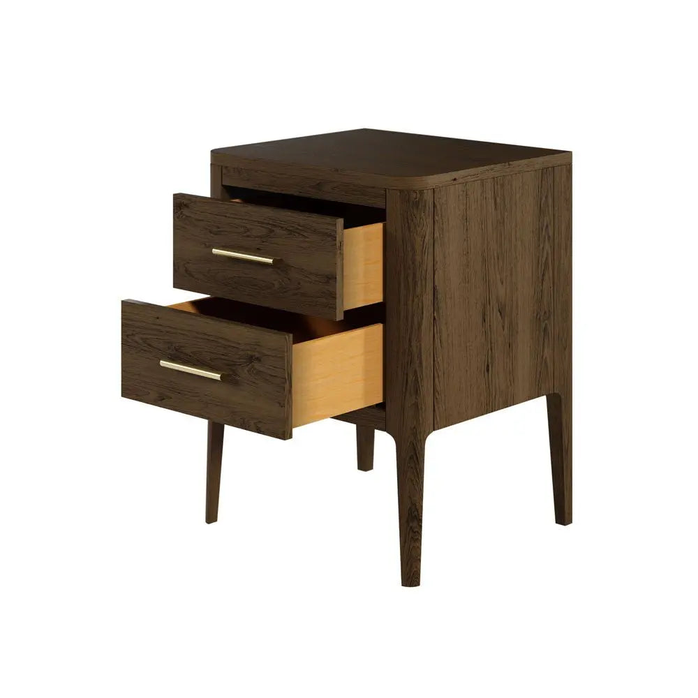 DI Designs Abberley 2 Drawers Bedside - Brown Bedside Table