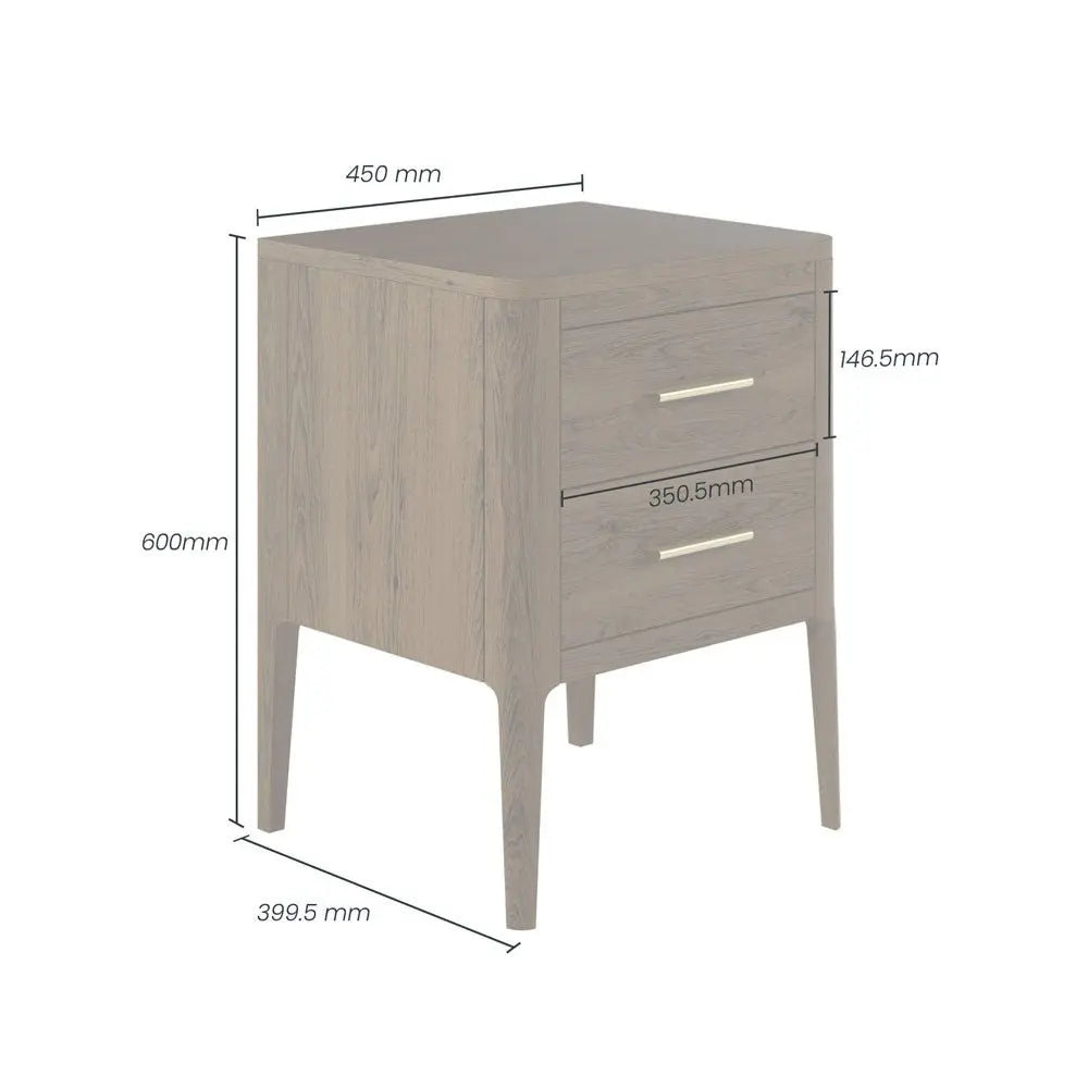 DI Designs Abberley 2 Drawers Bedside - Brown Bedside Table