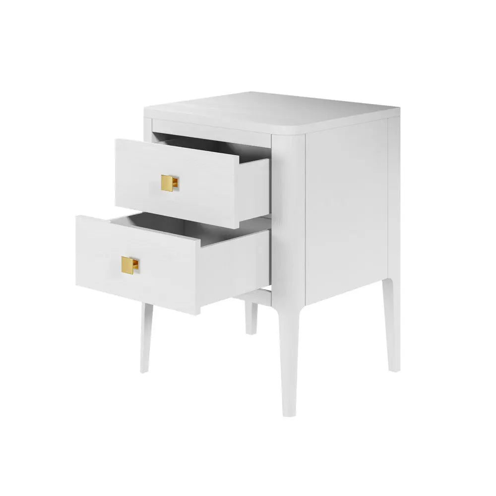DI Designs Abberley 2 Drawers Bedside - White Bedside Table