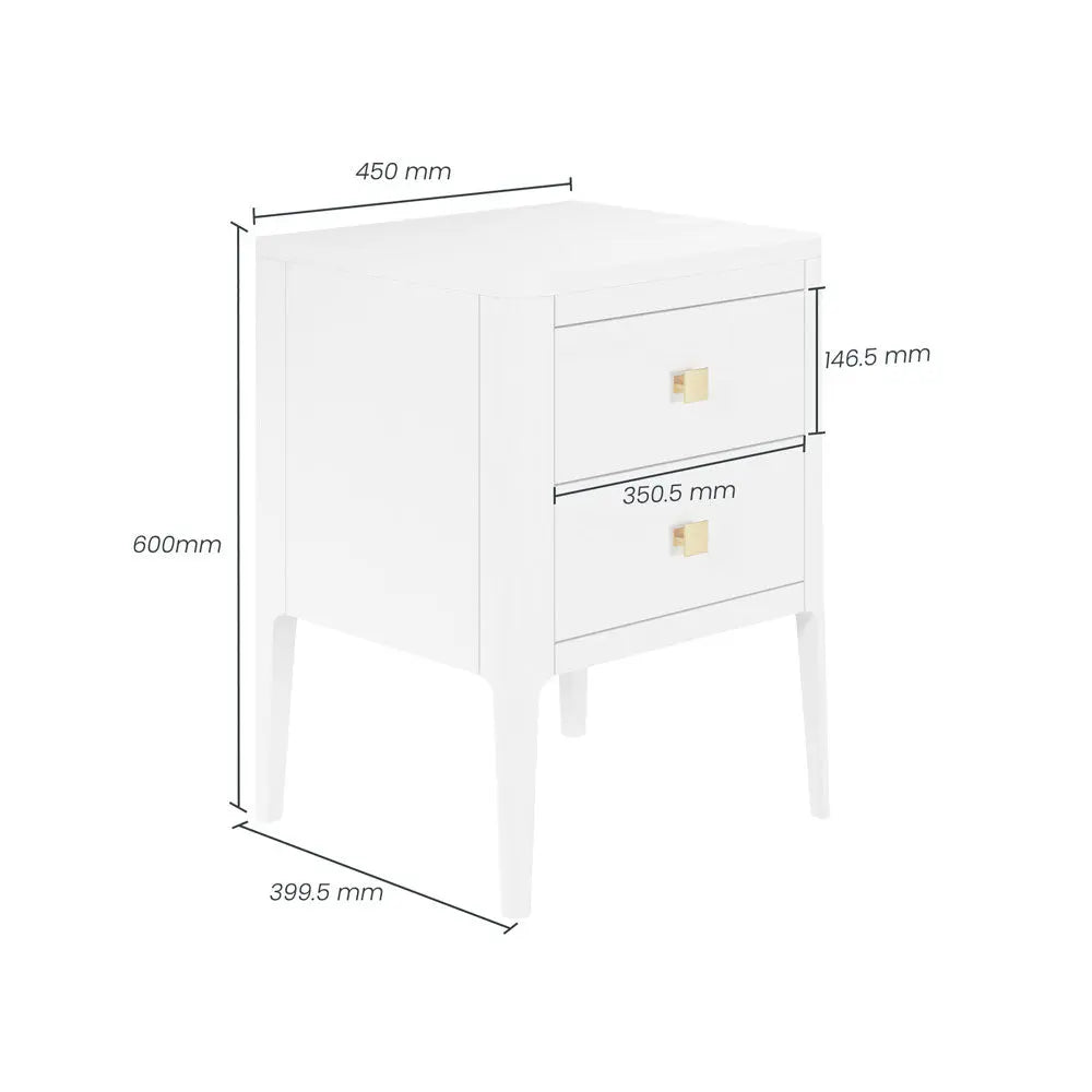 DI Designs Abberley 2 Drawers Bedside - White Bedside Table