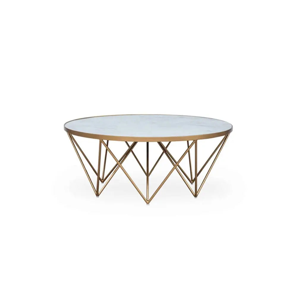 D.I Designs Crofton Round White Marble Glass Coffee Table Nicholas John Interiors