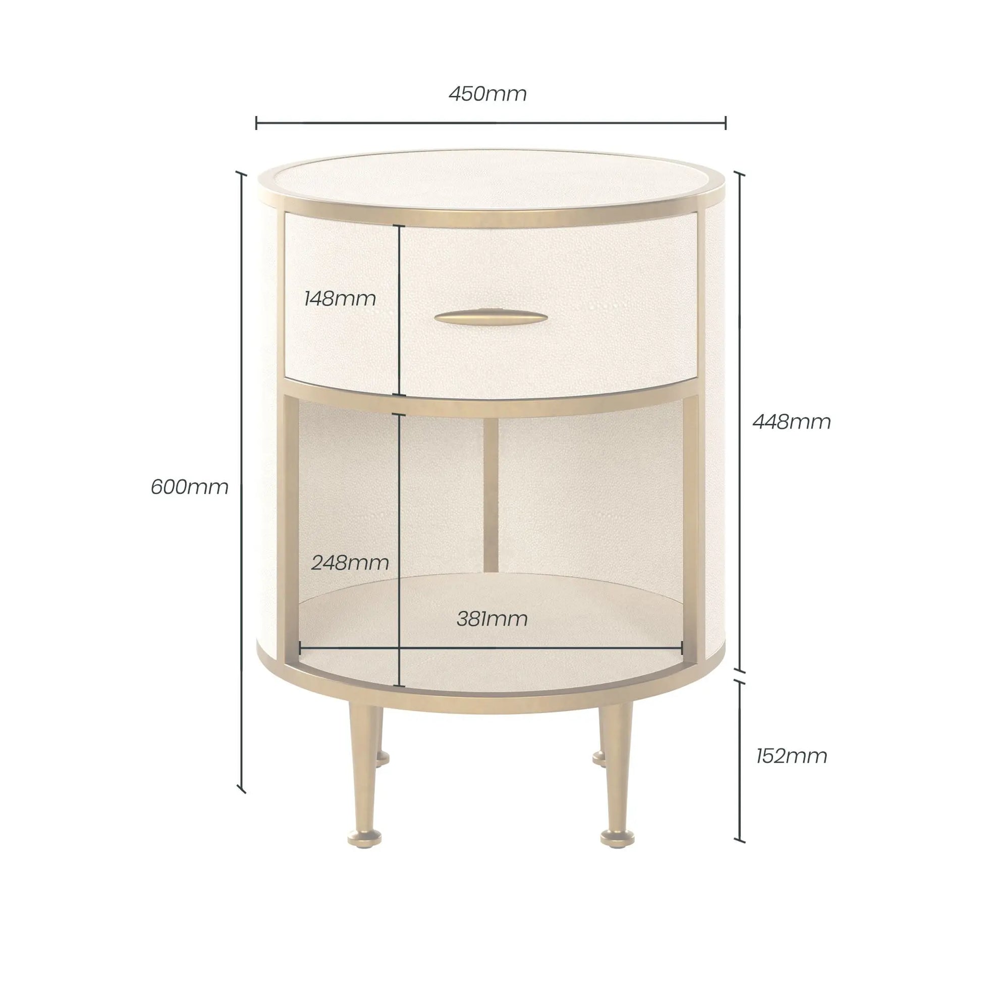 DI Designs Hampton Ivory Small Round Bedside Table Bedside Table
