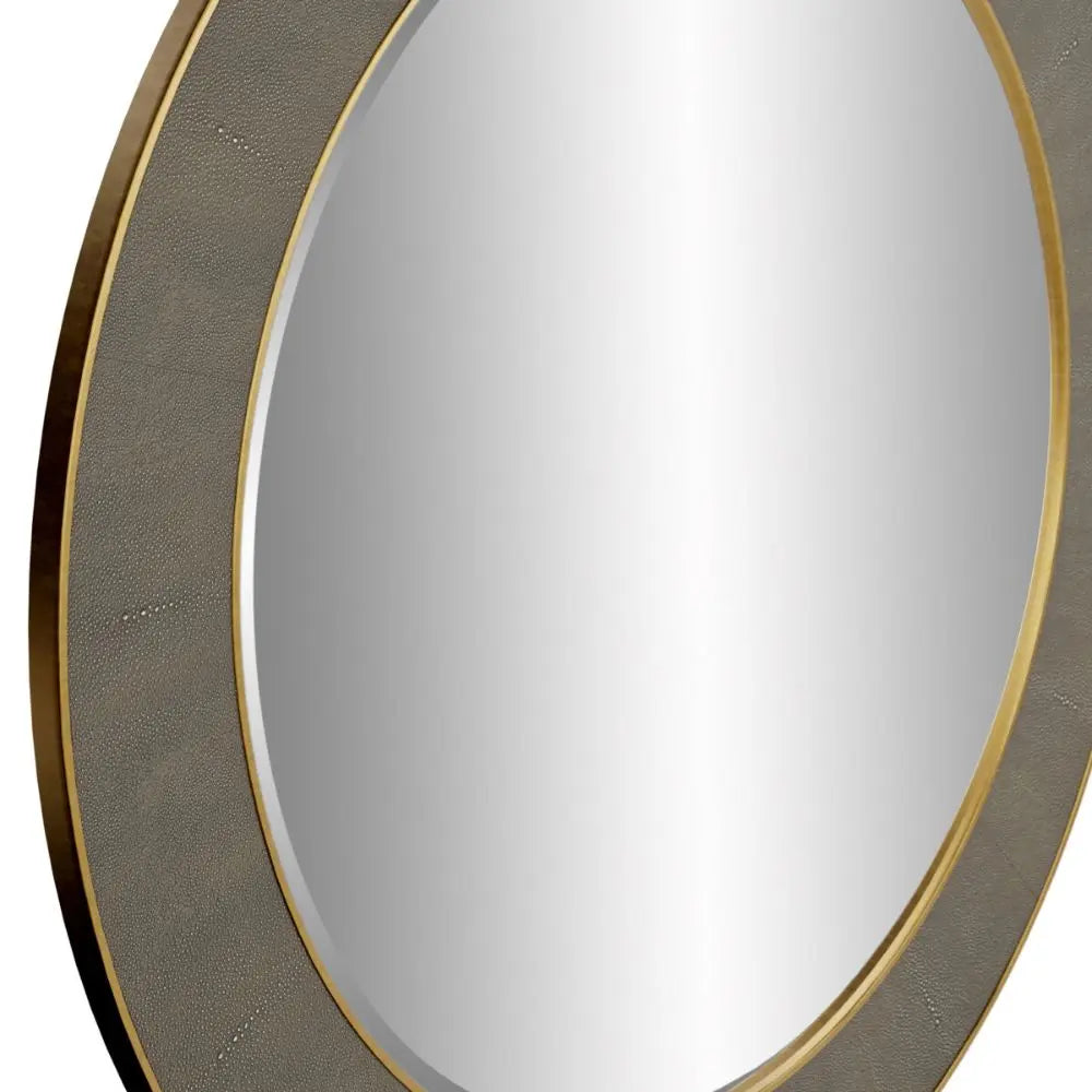 DI Designs Hampton Round Mirror in Grey Shagreen Mirror