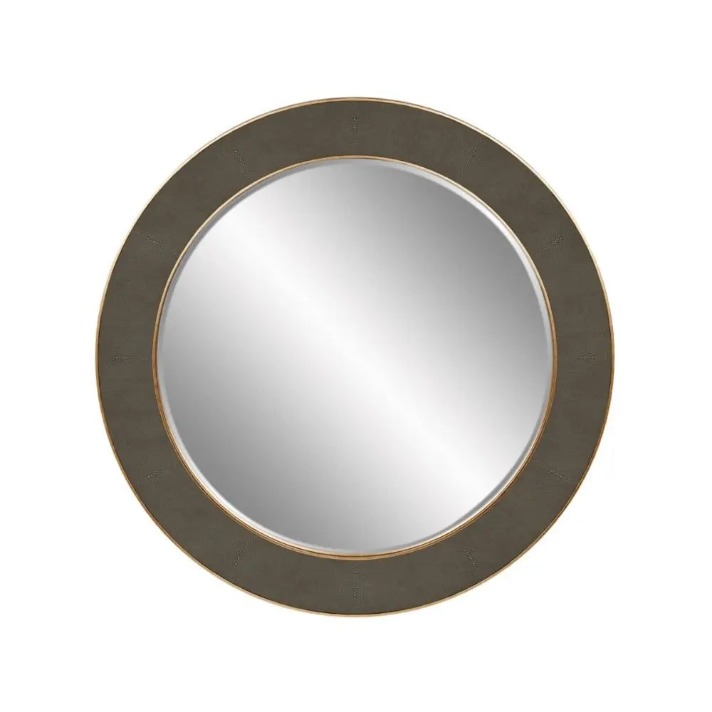 DI Designs Hampton Round Mirror in Grey Shagreen Mirror