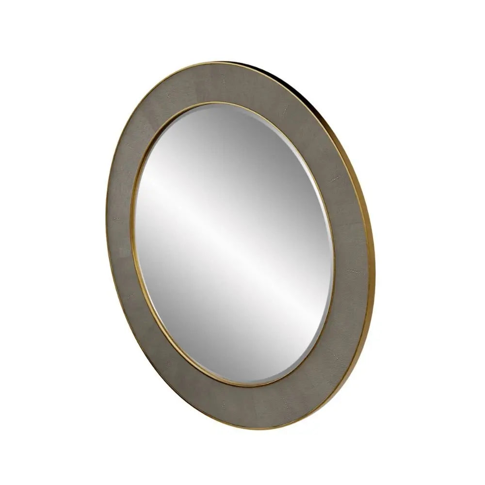 DI Designs Hampton Round Mirror in Grey Shagreen Mirror