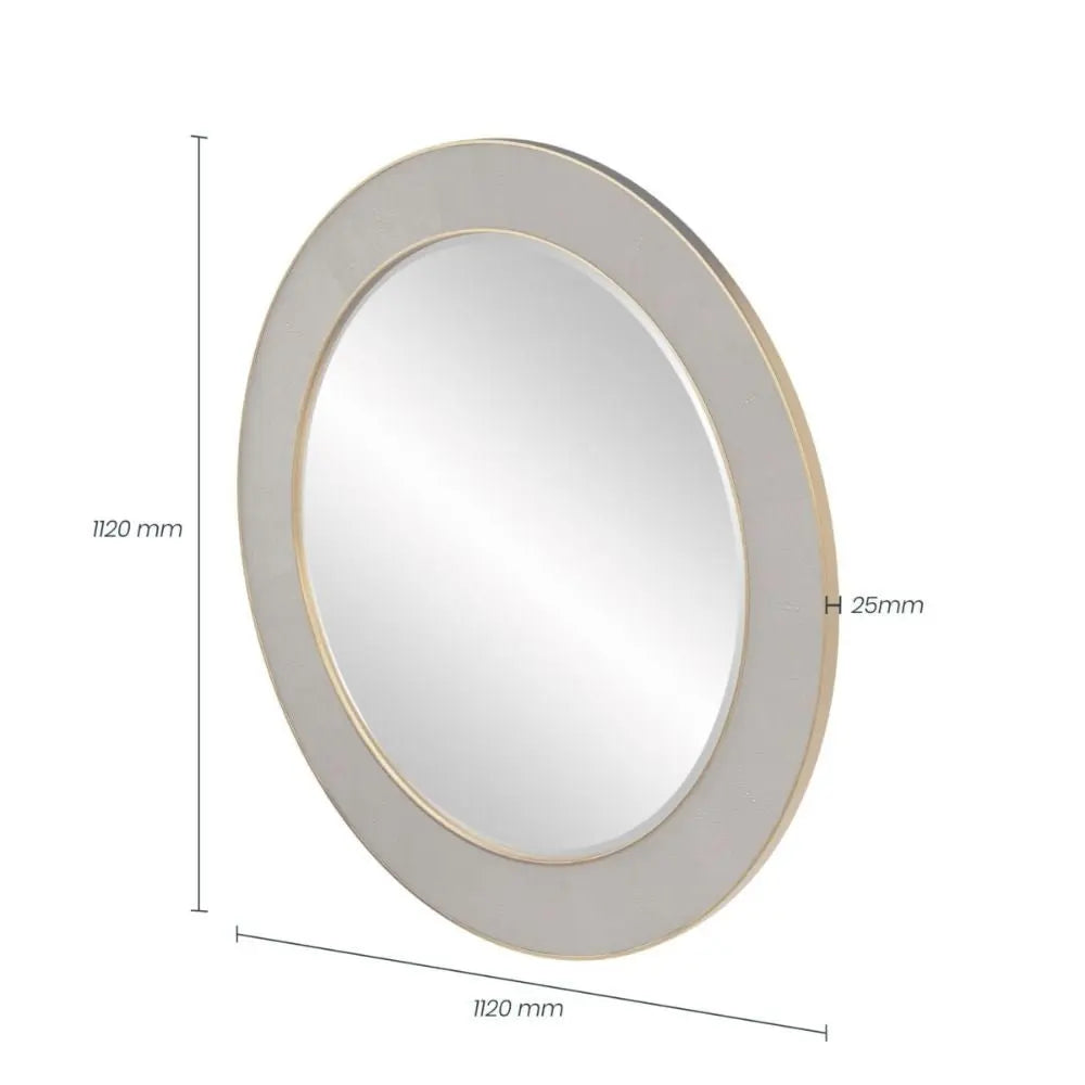 DI Designs Hampton Round Mirror in Grey Shagreen Mirror