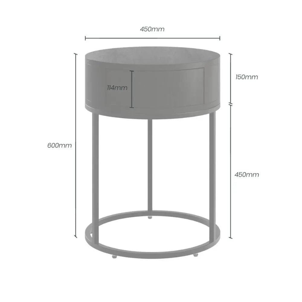 DI Designs Hampton Round Wooden Bedside - Black Bedside Table