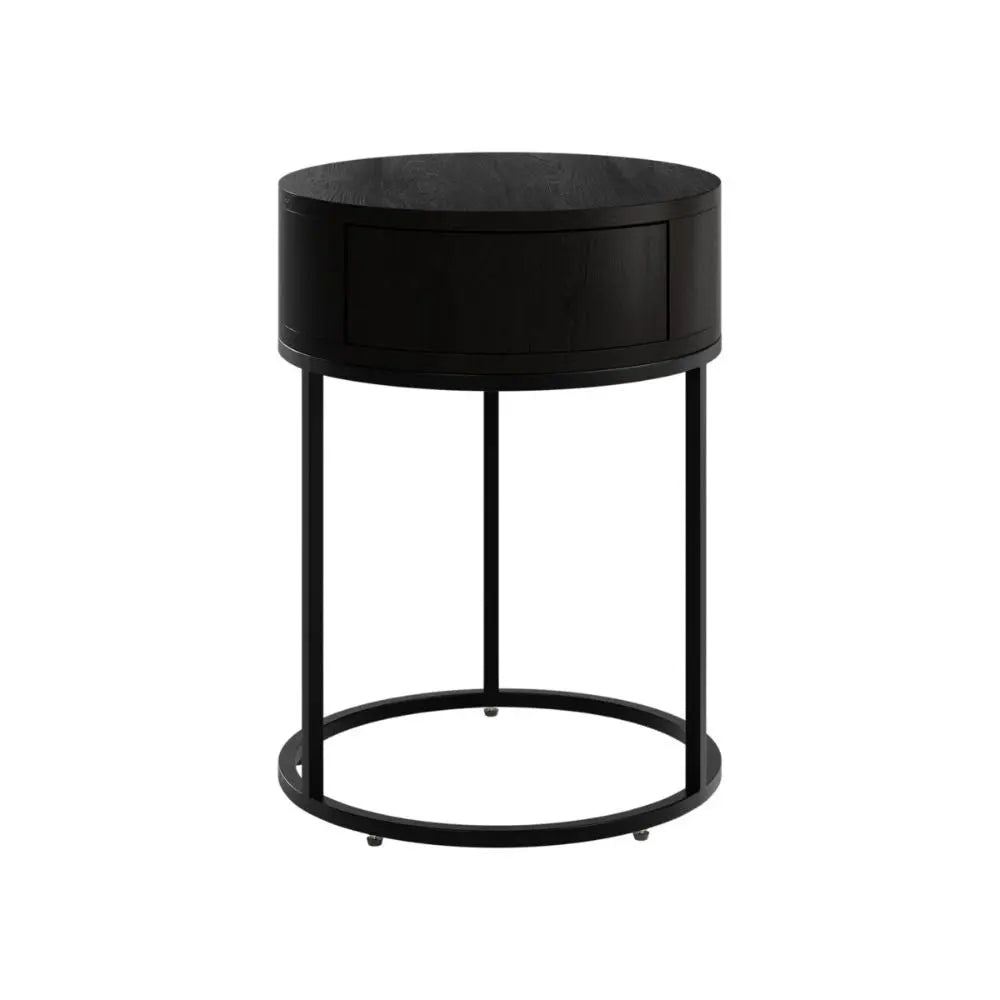 DI Designs Hampton Round Wooden Bedside - Black Bedside Table