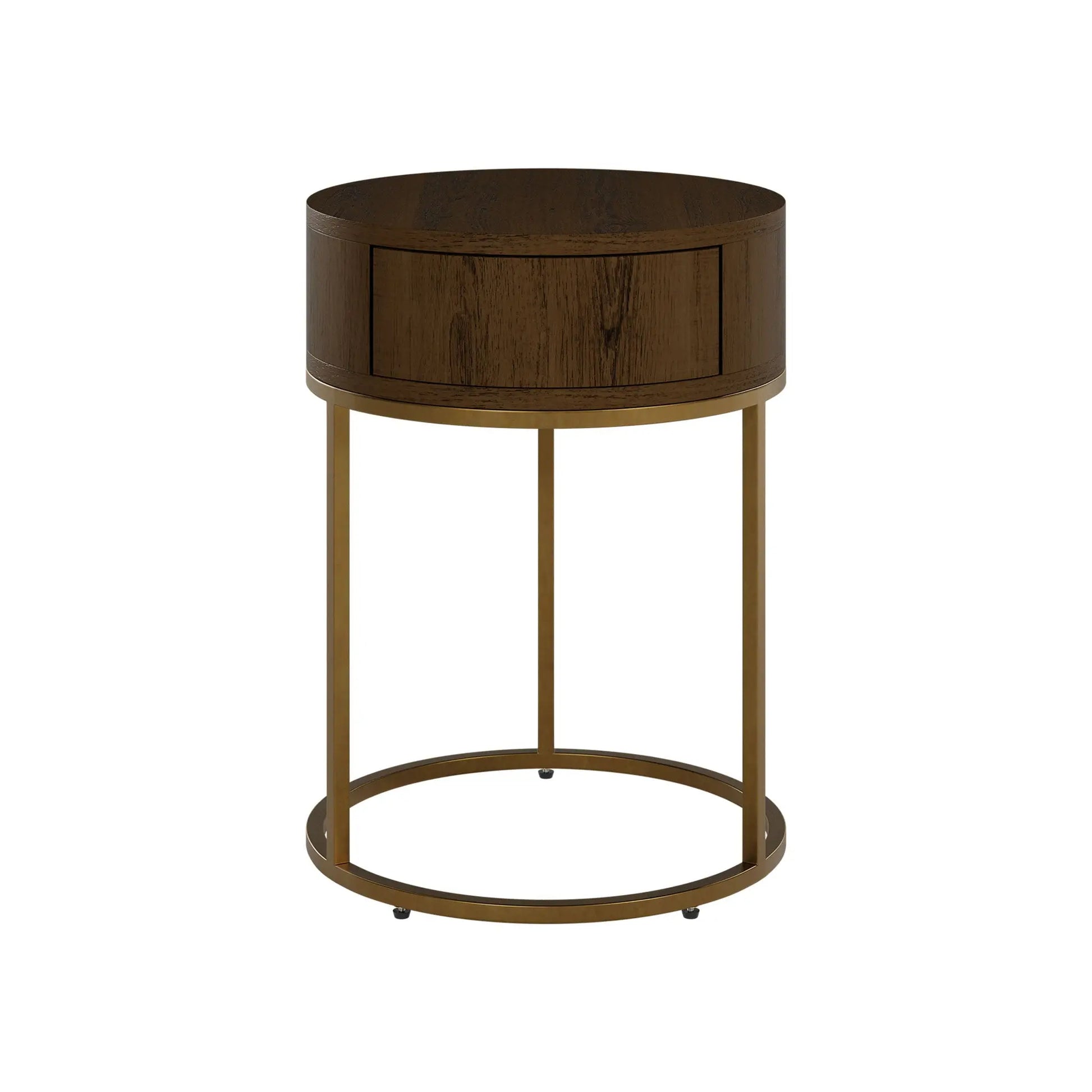 DI Designs Hampton Round Wooden Bedside - Brown Bedside Table