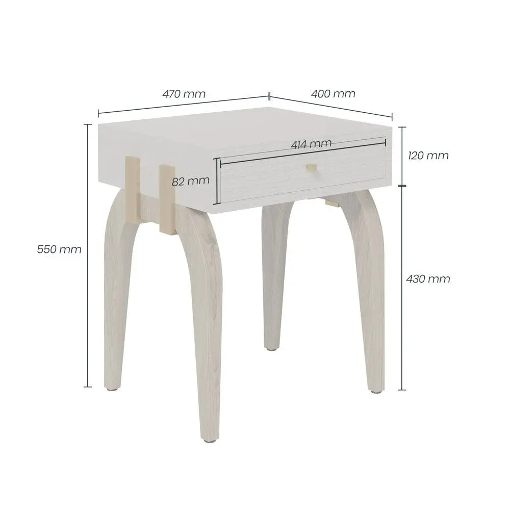 DI Designs Laverstoke 1 Drawer Bedside Table in White Bedside Table