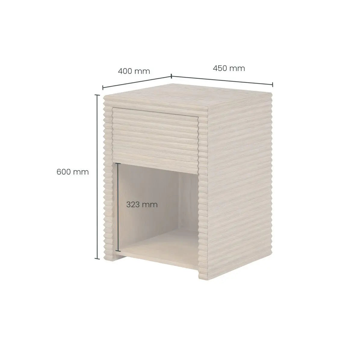 DI Designs Wickham Ribbed Oak 1 Drawer Bedside Bedside Table