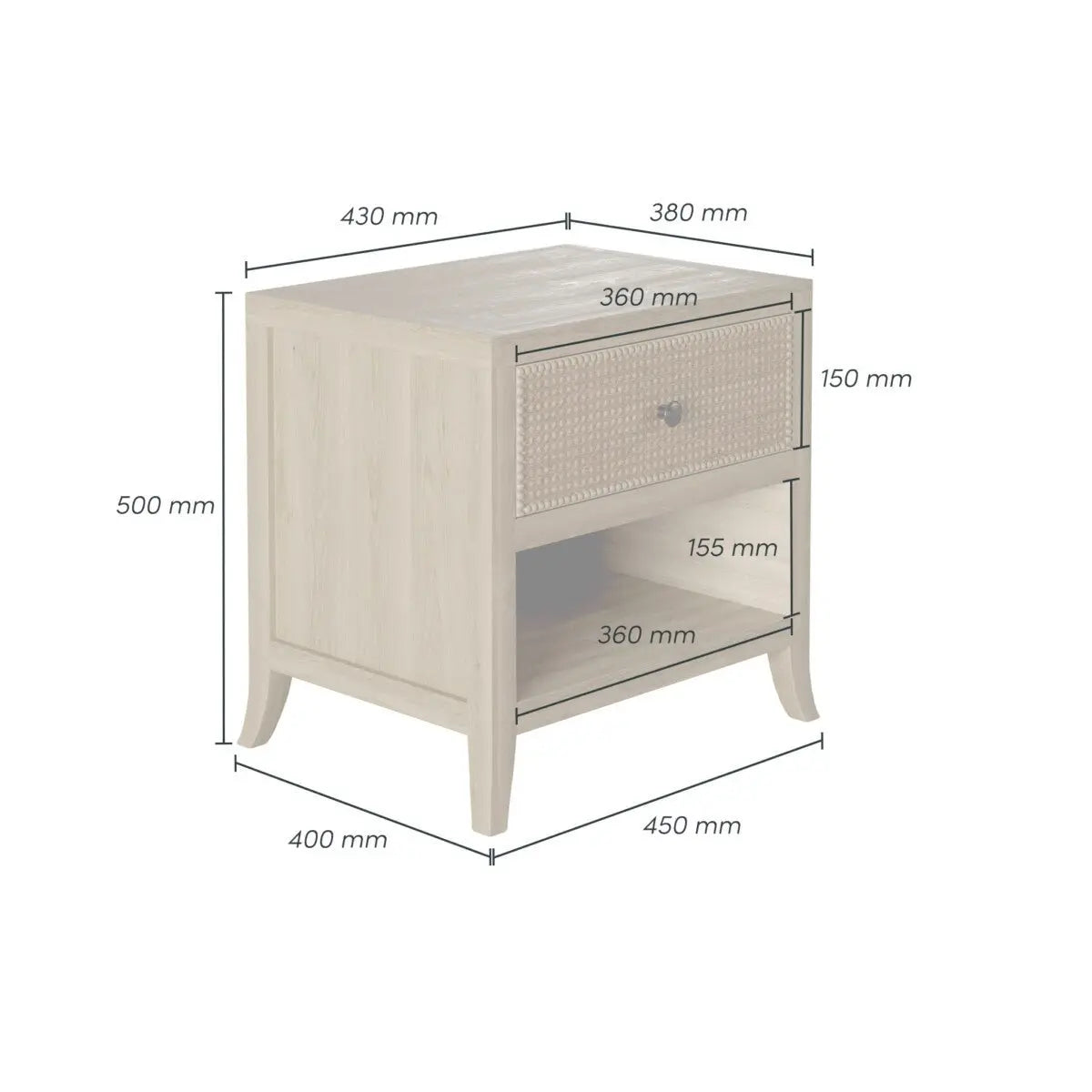 DI Designs Witley 1 Drawer Bedside in Aged oak Bedside Table