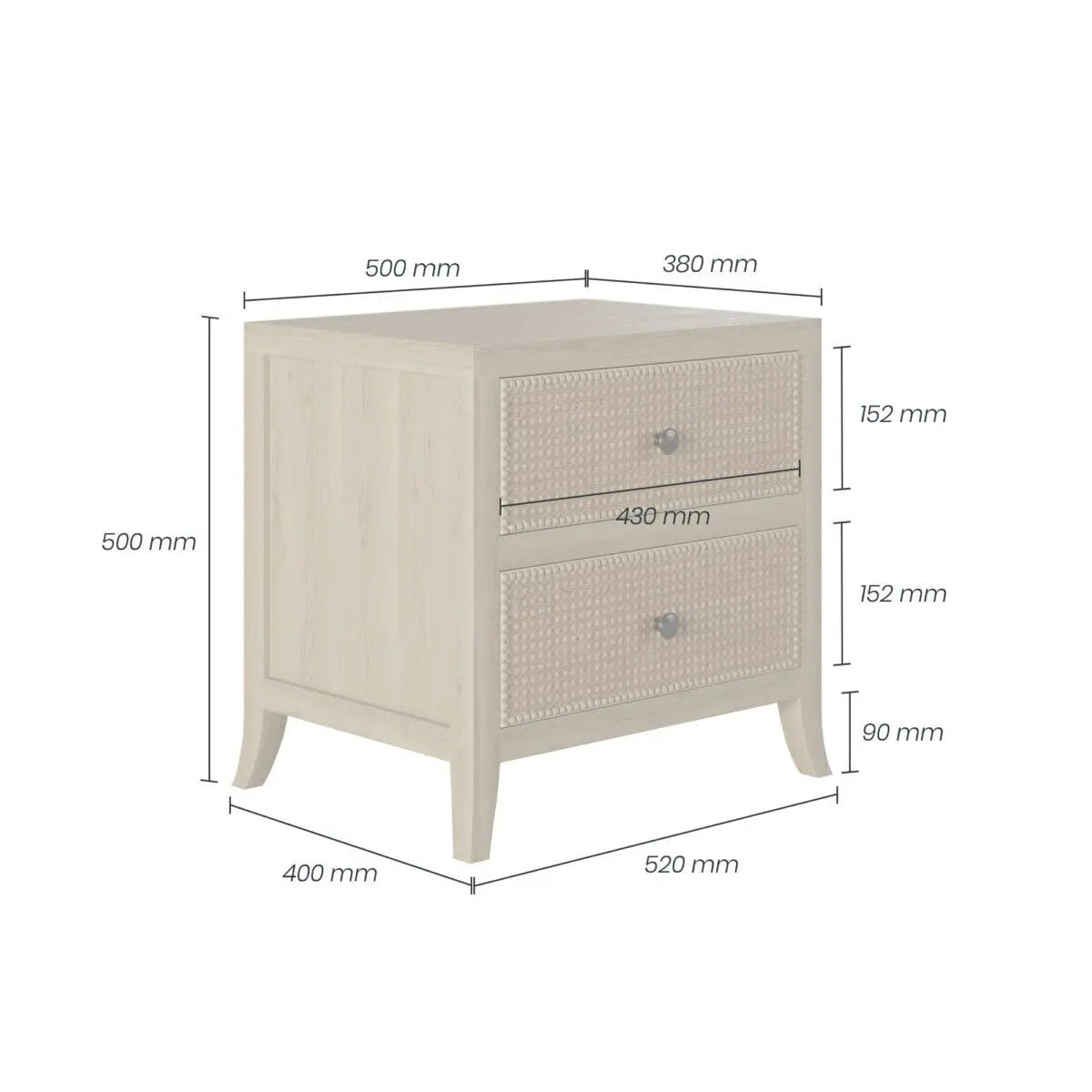 DI Designs Witley Two Drawers Bedside in Aged Oak Bedside Table