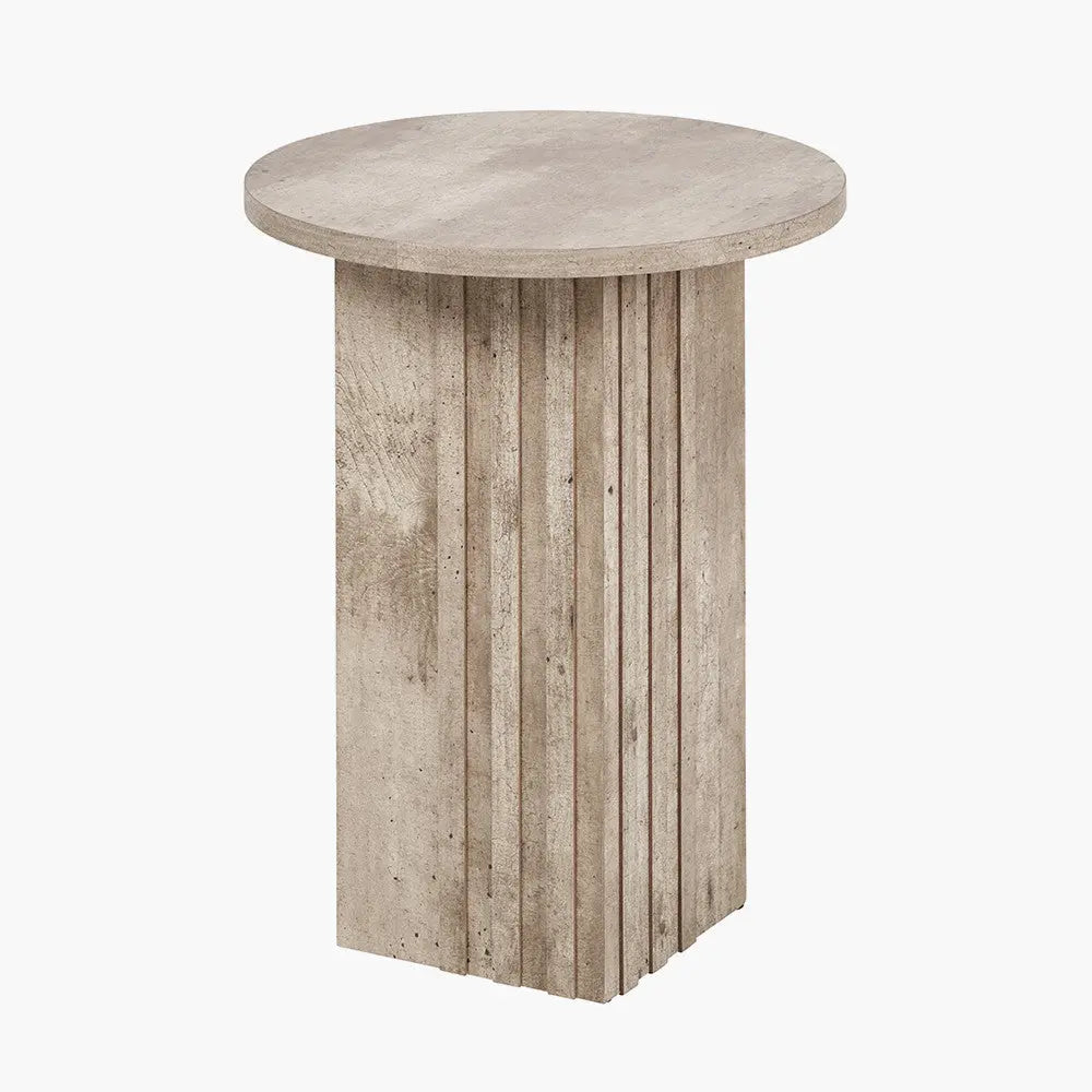 Elkton Concrete Effect Wood Veneer Groove Side Table - Pacific Lifestyle  Nicholas John Interiors