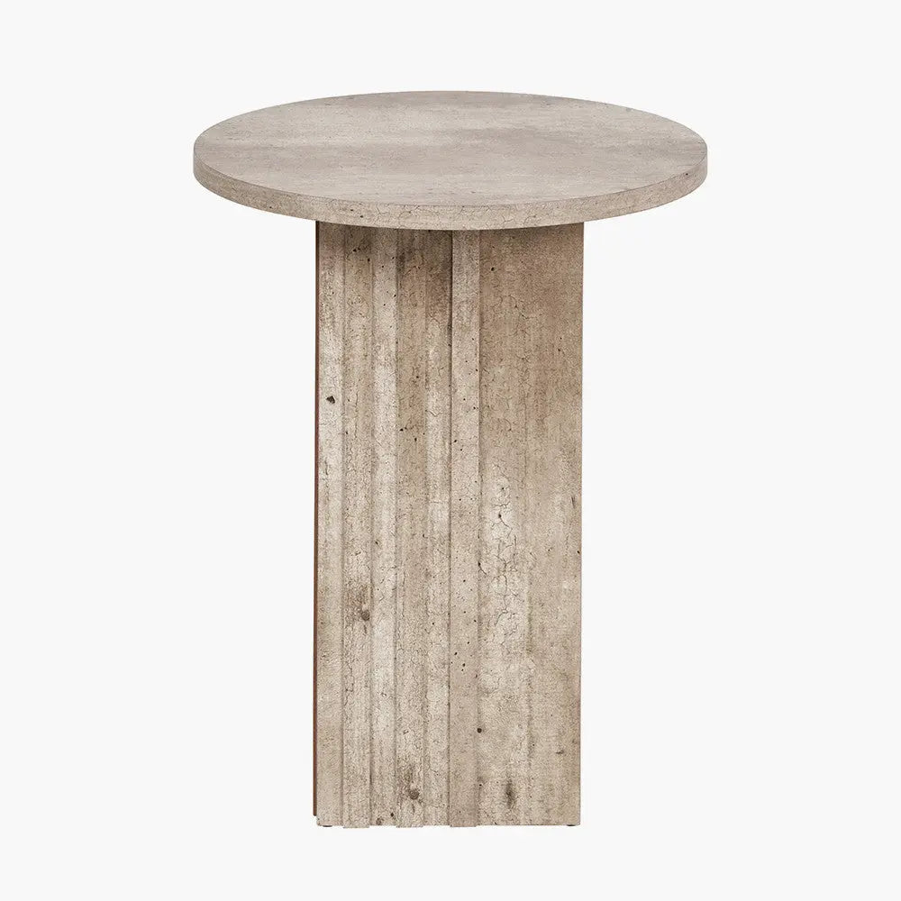 Elkton Concrete Effect Wood Veneer Groove Side Table - Pacific Lifestyle  Nicholas John Interiors