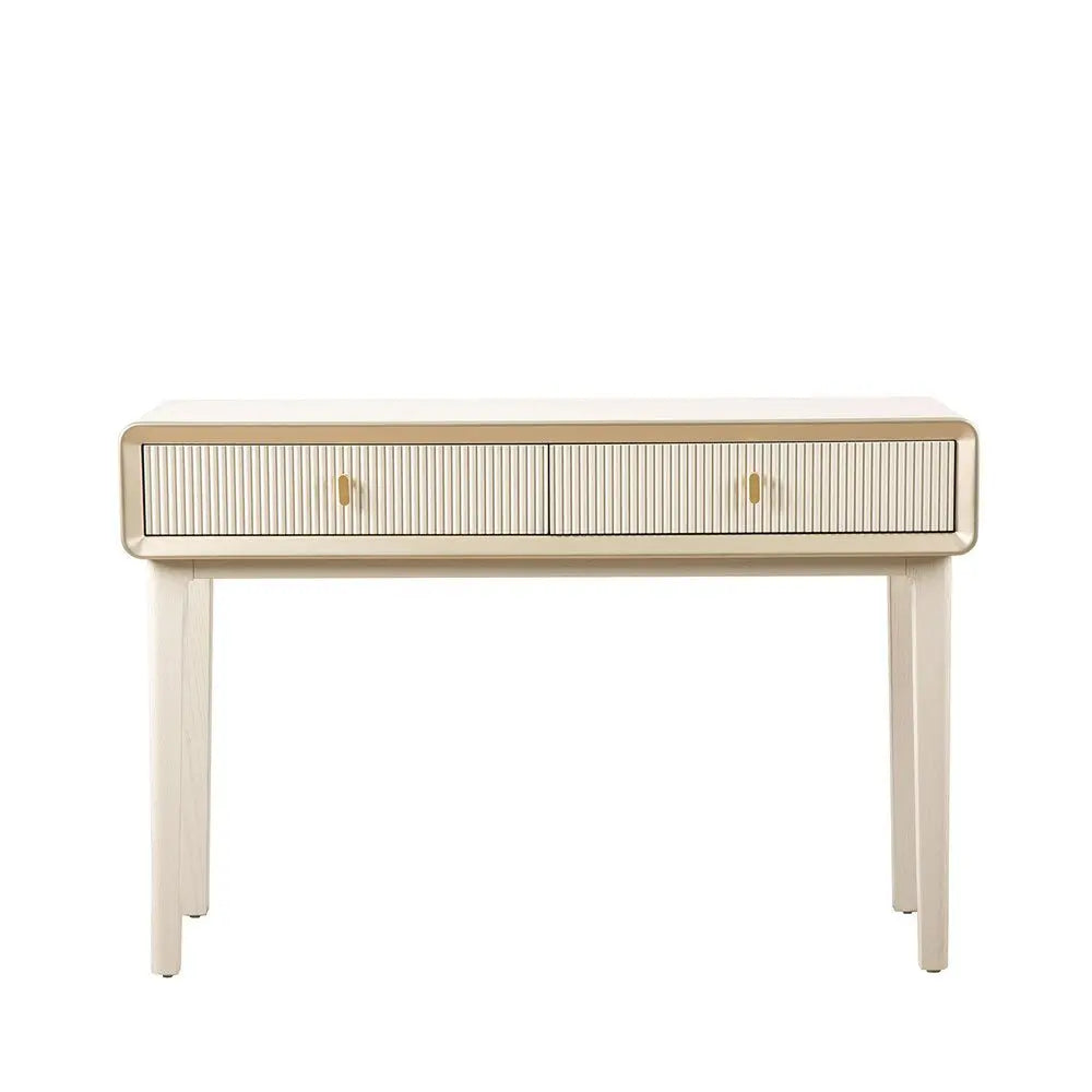 Femelle Cream Elm 2 Drawer Console Dressing Table with Soft Gold Trim Console Table