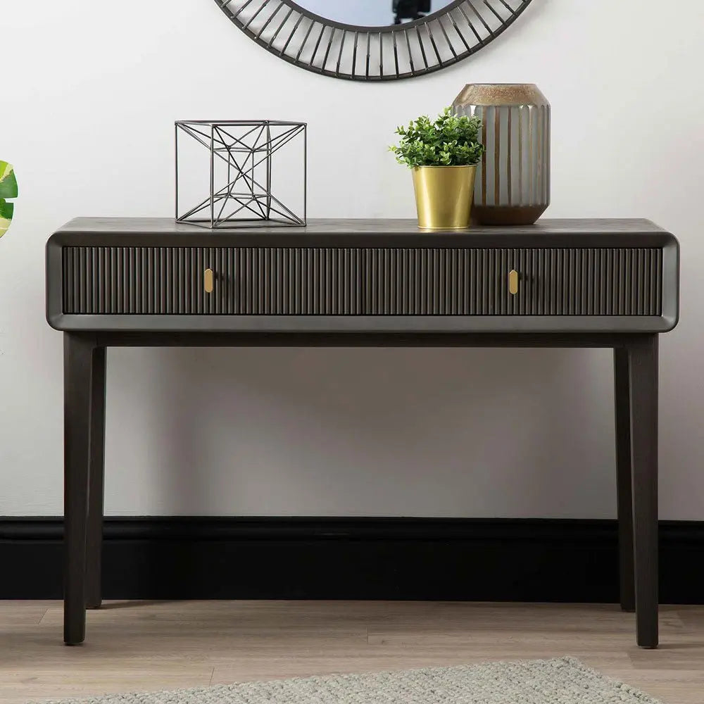 Femelle Smoke Grey Elm 2 Drawer Console Dressing Table Console Table