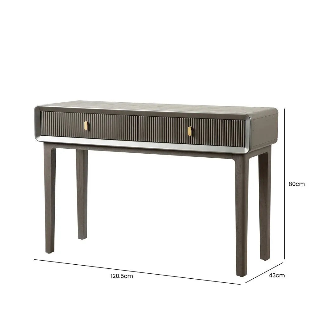 Femelle Smoke Grey Elm 2 Drawer Console Dressing Table Console Table