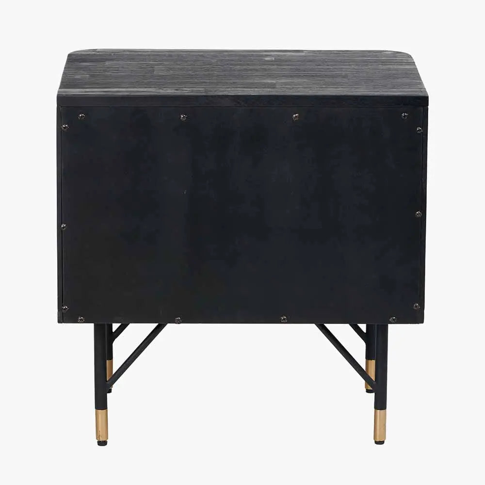 Fiji 1 Drawer Bedside in Black Acacia Wood & Natural Rattan - Pacific Lifestyle Bedside Tables
