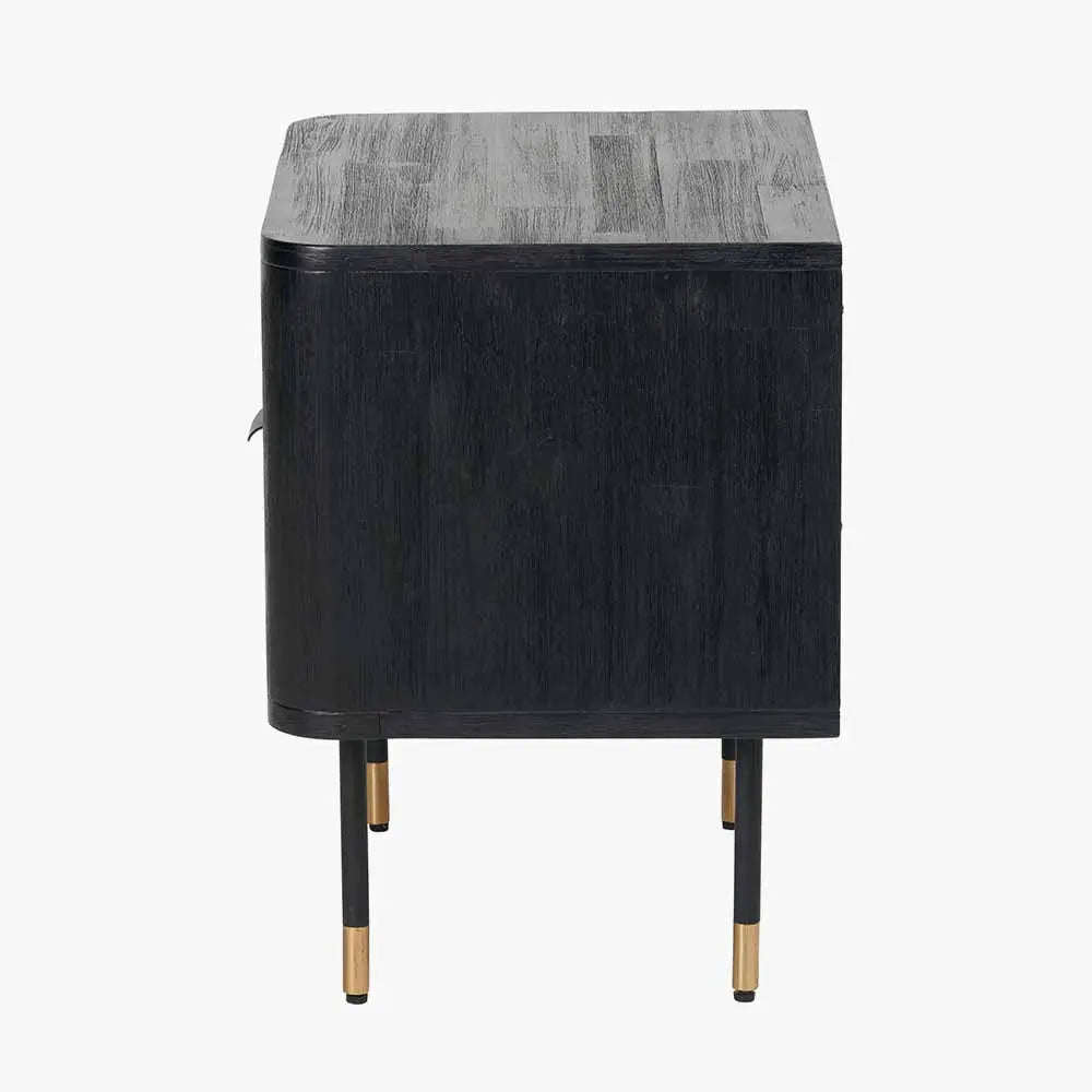 Fiji 1 Drawer Bedside in Black Acacia Wood & Natural Rattan - Pacific Lifestyle Bedside Tables