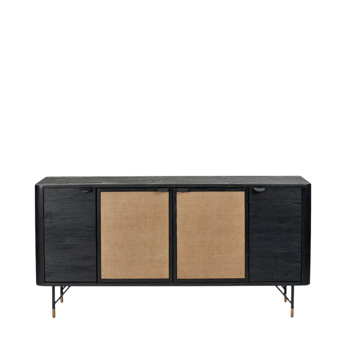 Fiji 4 Door Sideboard in Black Acacia Wood & Natural Rattan - Pacific Lifestyle Sideboards