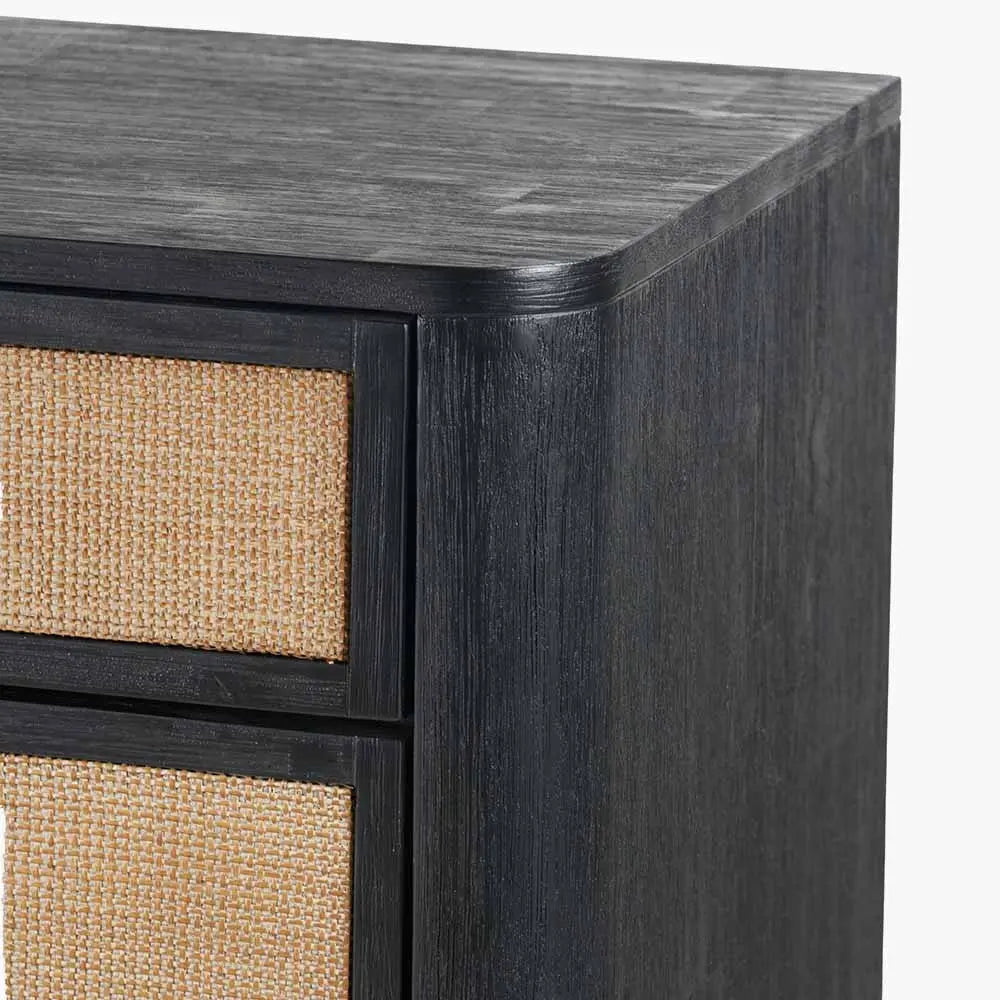 Fiji Chest of Drawers in Black Acacia Wood & Natural Rattan - Pacific Lifestyle Chest of Drawers