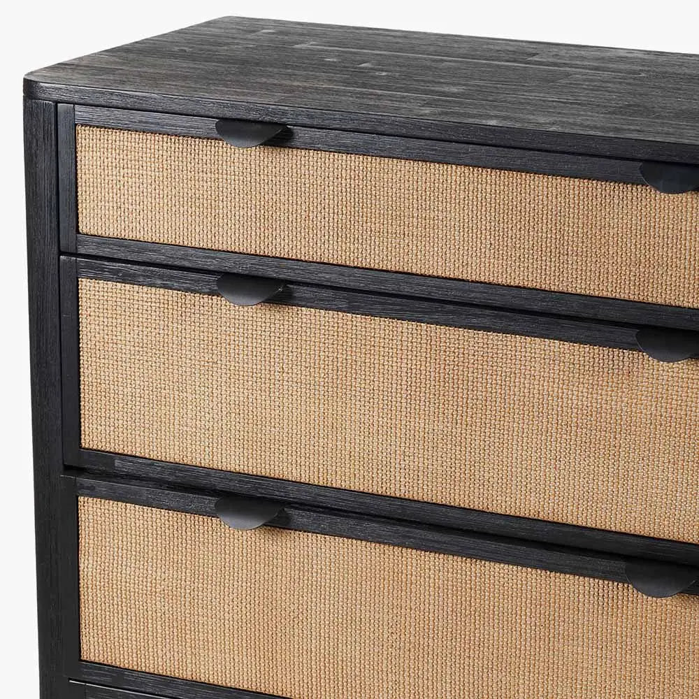 Fiji Chest of Drawers in Black Acacia Wood & Natural Rattan - Pacific Lifestyle Chest of Drawers