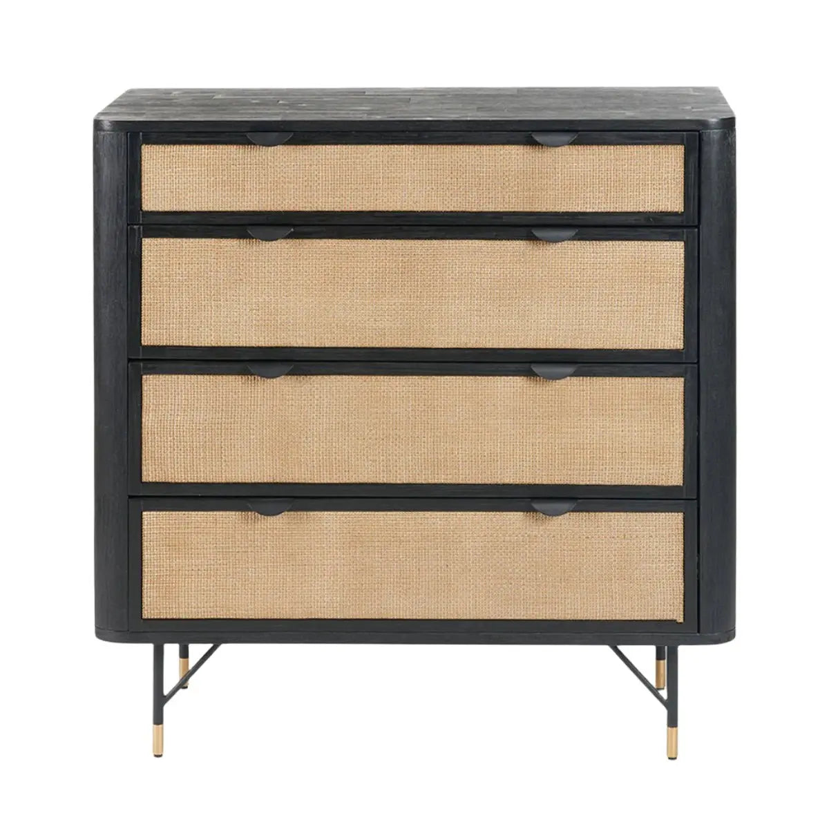 Fiji Chest of Drawers in Black Acacia Wood & Natural Rattan - Pacific Lifestyle Chest of Drawers