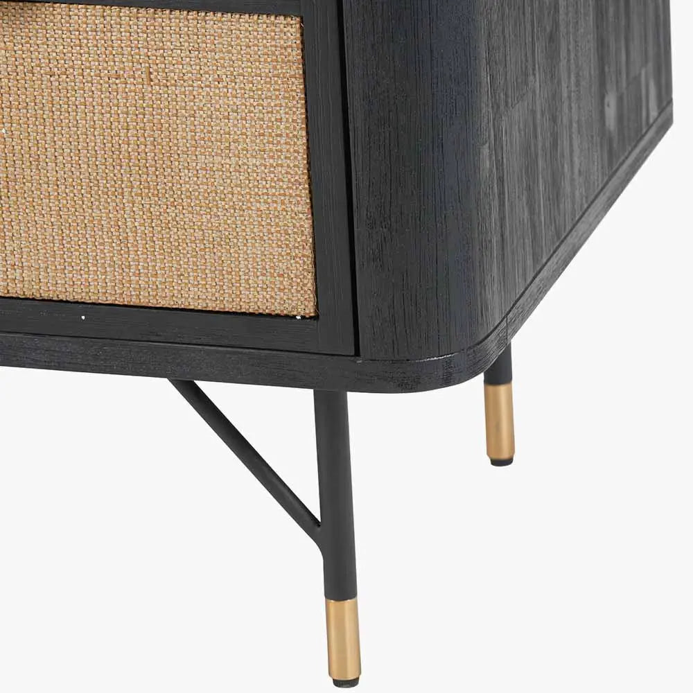 Fiji Chest of Drawers in Black Acacia Wood & Natural Rattan - Pacific Lifestyle Chest of Drawers