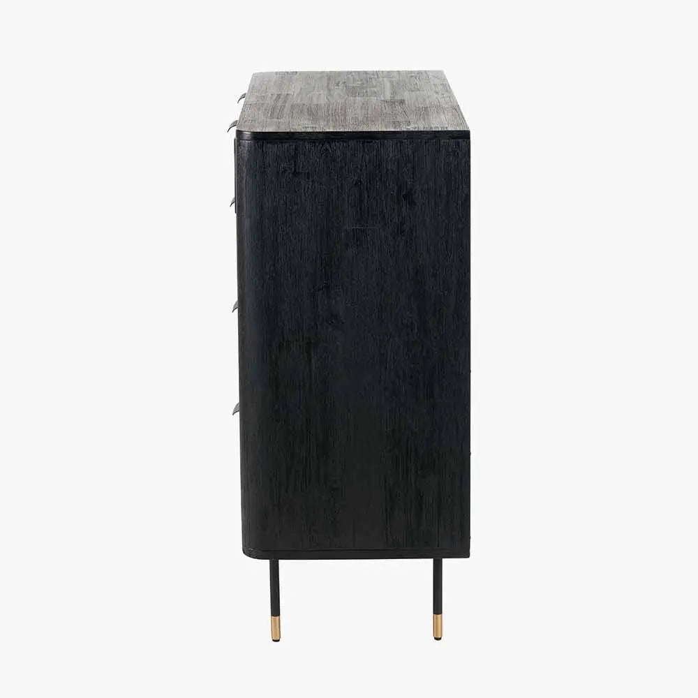 Fiji Chest of Drawers in Black Acacia Wood & Natural Rattan - Pacific Lifestyle Chest of Drawers